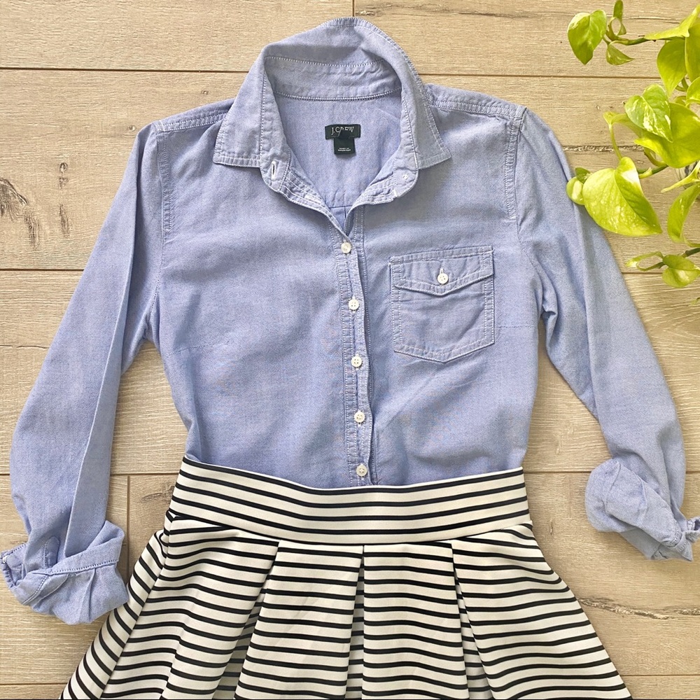 J. Crew Top Buttoned Up Blue XXS